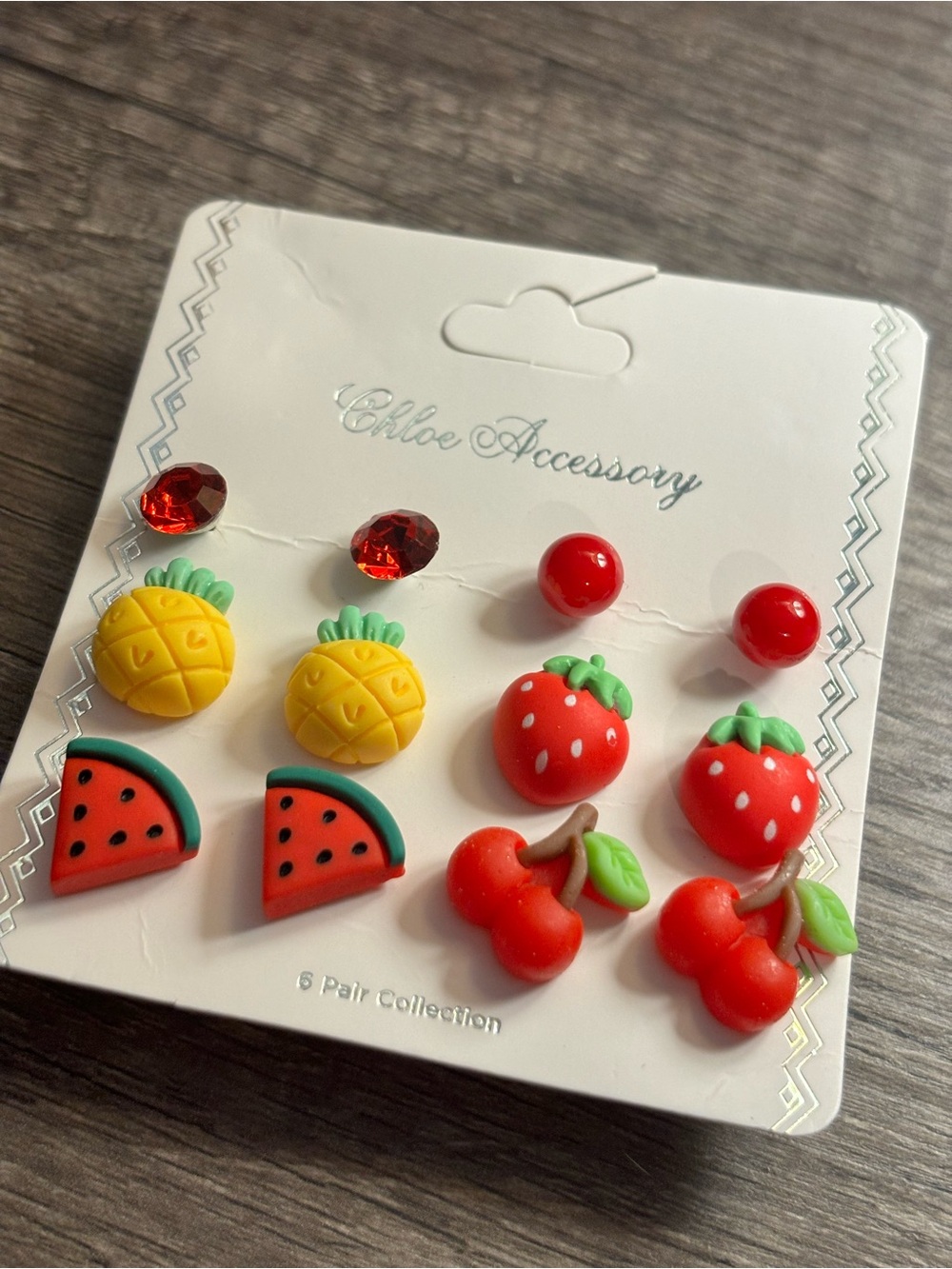 Chloe Accessory Kids Fruit Earring Set - Red & Yellow